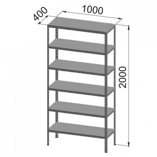 Стеллаж металлический УНИВЕРСАЛ, 2000х1000х400 мм, УСИЛЕННЫЕ СТОЙКИ, 6 полок, регулируемые опоры, 290349
