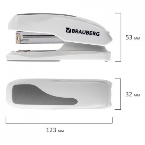 Степлер №24/6, 26/6 BRAUBERG Extra, до 30 листов, серый, 229089