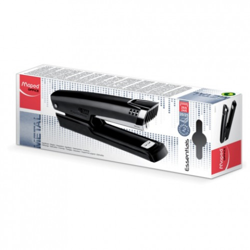 Степлер №24/6, 26/6 металлический MAPED (Франция) Essentials Metal, до 25 листов, черный, 354411