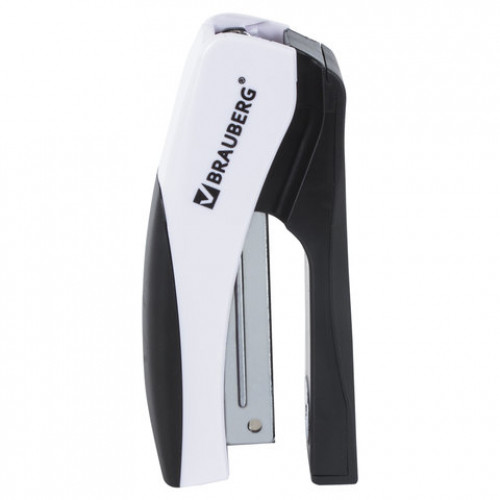Степлер №24/6, 26/6 BRAUBERG Soft, до 20 листов, с резиновой накладкой, черно-белый, 226865