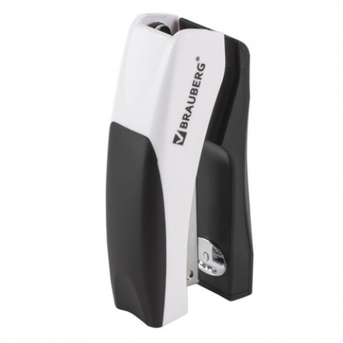 Степлер №24/6, 26/6 BRAUBERG Soft, до 20 листов, с резиновой накладкой, черно-белый, 226865
