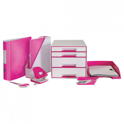 Степлер №24/6, 26/6 металлический LEITZ New NeXXt WOW, до 30 л., розовый металлик, 55022023