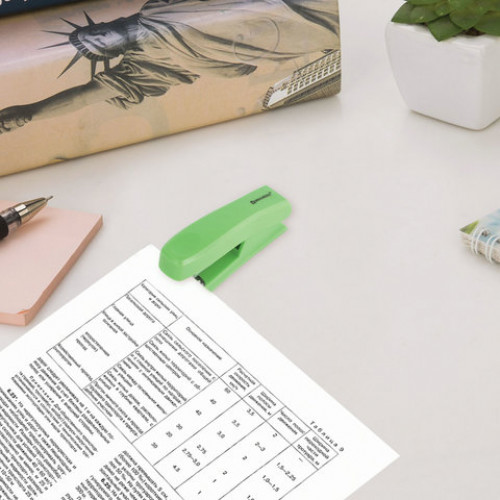 Степлер №24/6, 26/6 BRAUBERG Standard, до 25 листов, зеленый, 226853
