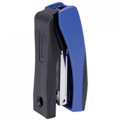 Степлер №24/6, 26/6 BRAUBERG Soft, до 20 листов, с резиновой накладкой, черно-синий, 226866