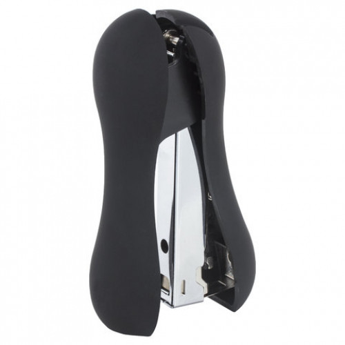 Степлер №24/6, 26/6 BRAUBERG Soft Black, до 20 листов, эргономичный, черный, 226862
