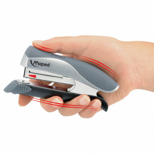 Степлер №24/6-26/6 MAPED (Франция) Ergologic, до 25 листов, с контейнером для скоб, серо-черный, 352511