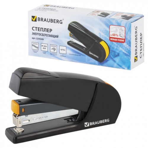 Степлер ЭНЕРГОСБЕРЕГАЮЩИЙ №24/6, 26/6 BRAUBERG Easy Press, до 25 листов, БЕЗ УСИЛИЙ, 224349