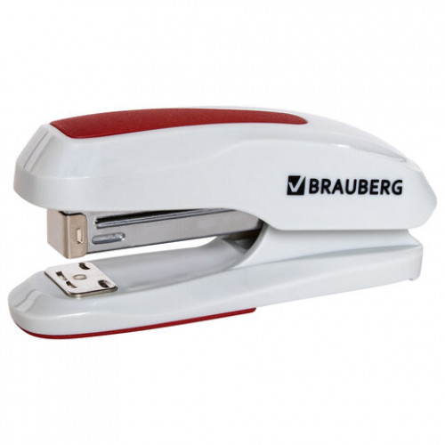 Степлер №24/6, 26/6 BRAUBERG Extra, до 30 листов, серо-красный, 229088