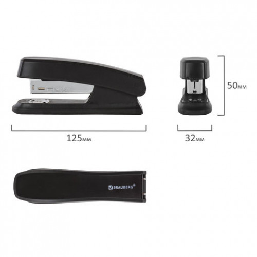 Степлер №24/6, 26/6 BRAUBERG Standard, до 25 листов, черный, 226851
