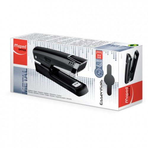 Степлер №24/6, 26/6 металлический MAPED (Франция) Essentials Metal, до 25 листов, черный, 354311