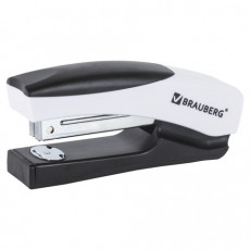 Степлер №24/6, 26/6 BRAUBERG Soft, до 20 листов, с резиновой накладкой, черно-белый, 226865
