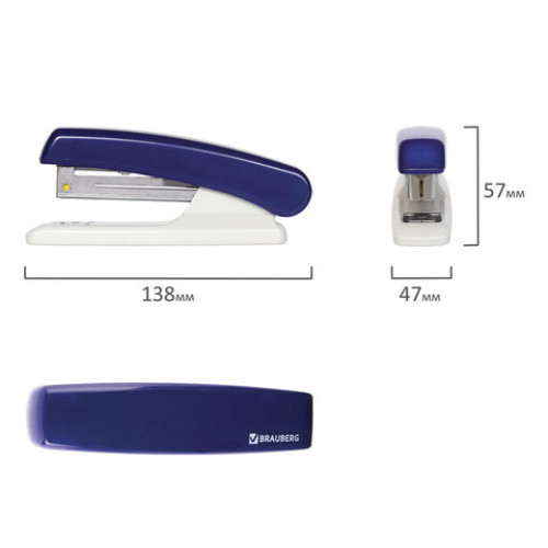 Степлер №24/6, 26/6 BRAUBERG Style, до 20 листов, ассорти (синий /черный), 220978