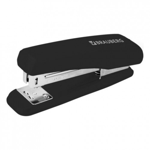 Степлер №24/6, 26/6 BRAUBERG Standard, до 30 листов, черный, 272755