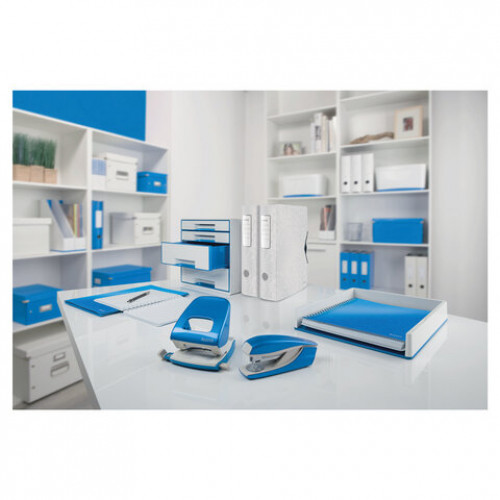 Степлер №24/6, 26/6 металлический LEITZ New NeXXt WOW, до 30 л., синий металлик, 55022036
