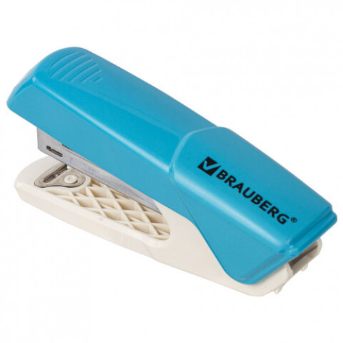 Степлер №10 BRAUBERG ADVANCED, до 15 листов, с антистеплером, голубой, 228747