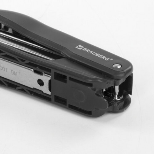 Степлер №10 BRAUBERG SX-19, до 12 листов, с антистеплером, черный, 228587