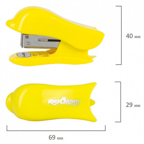 Степлер №24/6, 26/6 МИНИ ЮНЛАНДИЯ Дельфин, до 20 листов + скобы 24/6 1000 шт., ассорти, блистер, 228597