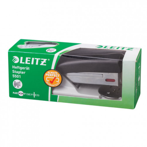 Степлер №24/6, 26/6 LEITZ New NeXXt, до 25 листов, с антистеплером, черный, 55010095