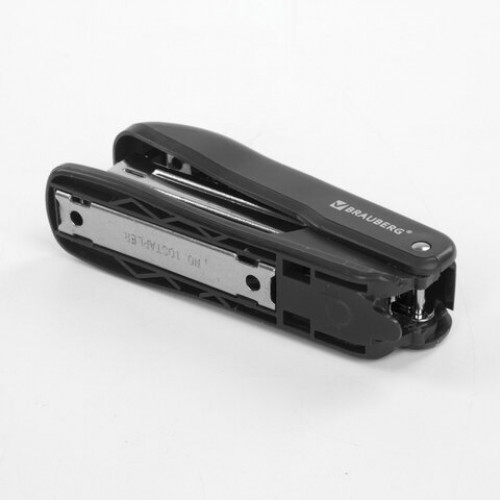 Степлер №10 BRAUBERG SX-19, до 12 листов, с антистеплером, черный, 228587