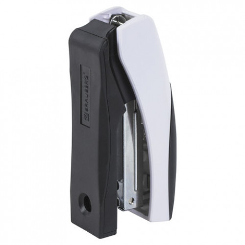 Степлер №24/6, 26/6 BRAUBERG Soft, до 20 листов, с резиновой накладкой, черно-белый, 226865