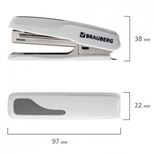 Степлер №10 BRAUBERG Extra, до 20 листов, антистеплер, серый, 229083