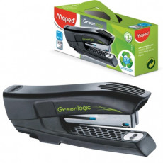 Степлер №10 MAPED (Франция) Greenlogic, до 15 листов, с антистеплером, черный, 353211