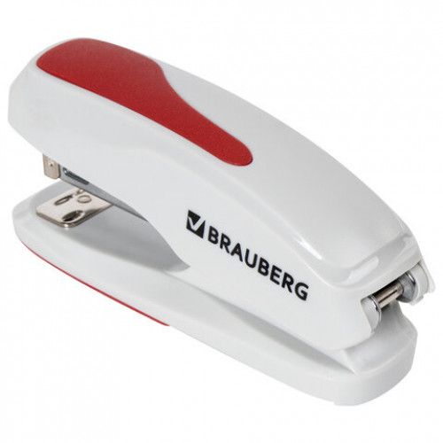 Степлер №24/6, 26/6 BRAUBERG Extra, до 30 листов, серо-красный, 229088