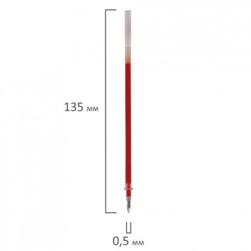 Стержень гелевый STAFF Basic, 135 мм, КРАСНЫЙ, узел 0,5 мм, линия письма 0,35 мм, 170233
