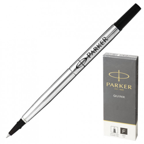 Стержень для ручки-роллера PARKER Quink RB, металлический 116 мм, линия письма 0,5 мм, черный, 1950277