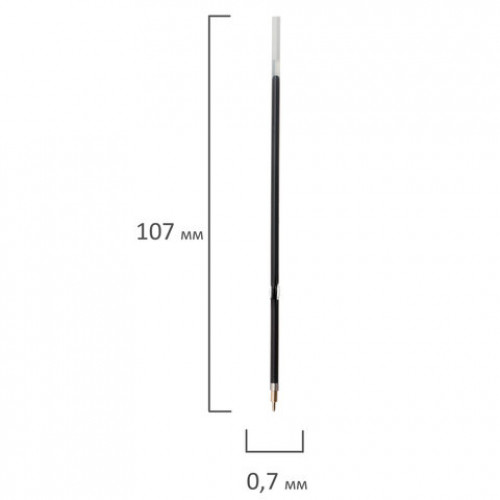 Стержень шариковый масляный BRAUBERG, 107 мм, ЧЕРНЫЙ, с ушками, игольчатый узел 0,7 мм, линия письма 0,35 мм, 170292