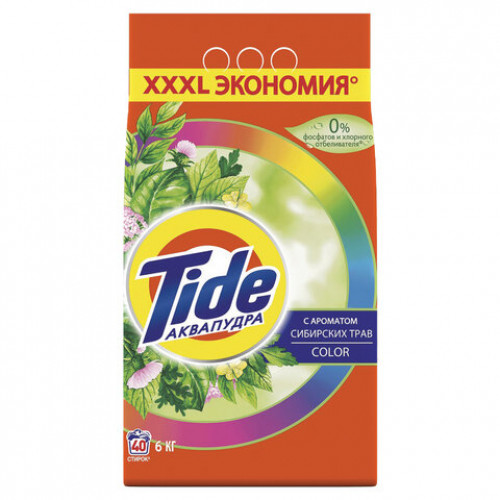 Стиральный порошок автомат 6 кг TIDE (Тайд) АКВАПУДРА Color Сибирские травы, 8001841509587