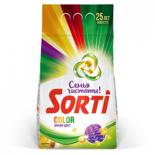 Стиральный порошок-автомат 3 кг, SORTI (Сорти) Color, 8573-3АХ