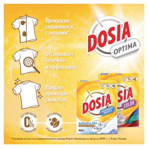 Стиральный порошок для всех типов стирки и тканей 400г DOSIA Optima Color, ш/к 96917, 3265602