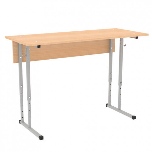 Стол-парта 2-местый регулируемый ПИФАГОР SD-2, 1200х500х580-820 мм, рост 3-7 (130-190 см), серый каркас, ЛДСП бук, 533347