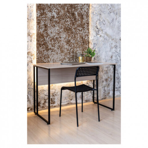 Стол BRABIX SMART CD-019, 1180х600х770 мм, ЛОФТ, металл/ЛДСП ясень шимо светлый, каркас черный, 641947