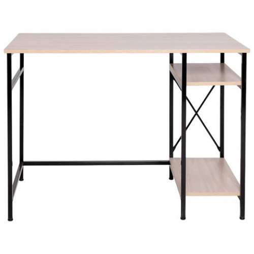 Стол BRABIX SMART CD-018, 1100х600х765 мм, ЛОФТ, 2 полки, металл/ЛДСП ясень шимо светлый, каркас черный, 641945