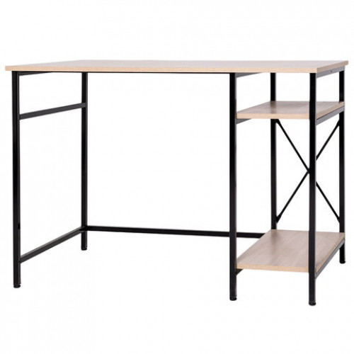 Стол BRABIX SMART CD-018, 1100х600х765 мм, ЛОФТ, 2 полки, металл/ЛДСП ясень шимо светлый, каркас черный, 641945