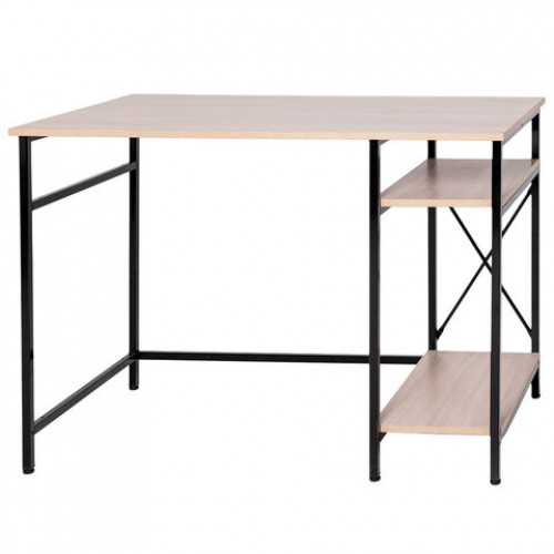 Стол BRABIX SMART CD-018, 1100х600х765 мм, ЛОФТ, 2 полки, металл/ЛДСП ясень шимо светлый, каркас черный, 641945