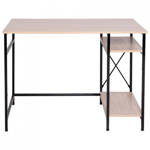 Стол BRABIX SMART CD-018, 1100х600х765 мм, ЛОФТ, 2 полки, металл/ЛДСП ясень шимо светлый, каркас черный, 641945