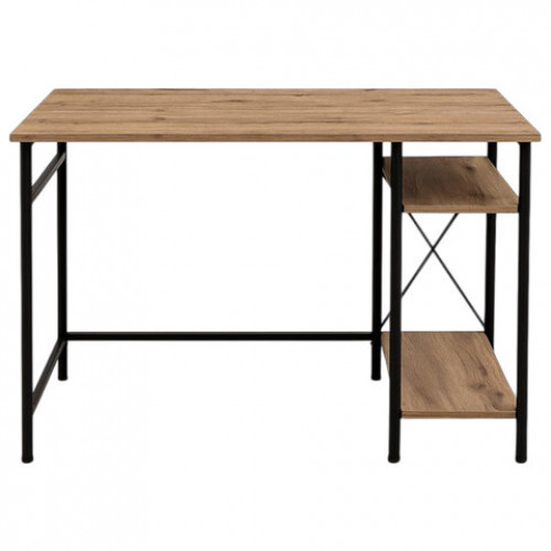 Стол BRABIX SMART CD-018, 1100х600х765 мм, ЛОФТ, 2 полки, металл/ЛДСП бунратти, каркас черный, 641946
