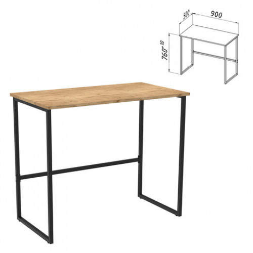 Стол BRABIX SMART CD-020, 900х500х770 мм, ЛОФТ, металл/ЛДСП бунратти, каркас черный, 641950