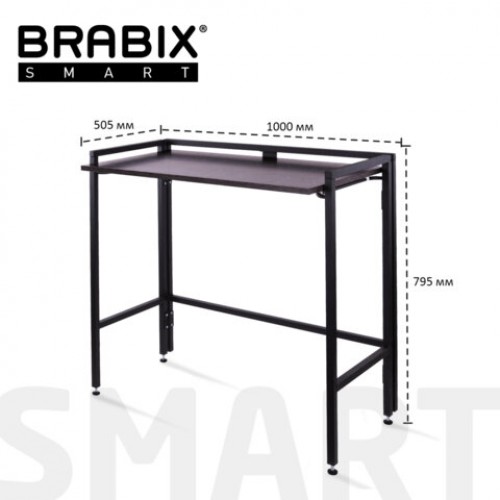 Стол BRABIX Smart CD-010, 1000х505х795 мм, ЛОФТ, складной, металл/ЛДСП ясень, каркас черный, 641877