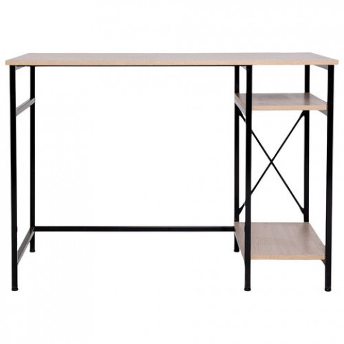 Стол BRABIX SMART CD-018, 1100х600х765 мм, ЛОФТ, 2 полки, металл/ЛДСП ясень шимо светлый, каркас черный, 641945