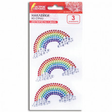 Наклейки готовые из страз РАДУГА, 3 декоративных элемента, 9,5х15,5 см, ОСТРОВ СОКРОВИЩ, 662236 Наклейки готовые из страз РАДУГА, 3 декоративных элемента, 9,5х15,5 см, ОСТРОВ СОКРОВИЩ, 662236