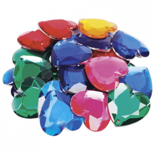 Стразы для творчества Сердце, цвет ассорти, 23х25 мм, 30 грамм, ОСТРОВ СОКРОВИЩ, 661213