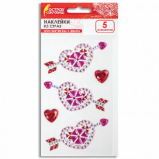 Наклейки готовые из страз СЕРДЦА, 5 декоративных элементов, 9,5х15,5 см, ОСТРОВ СОКРОВИЩ, 662242 Наклейки готовые из страз СЕРДЦА, 5 декоративных элементов, 9,5х15,5 см, ОСТРОВ СОКРОВИЩ, 662242