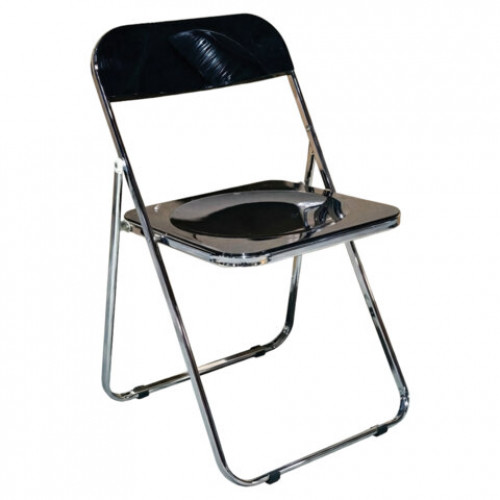 Стул складной глянцевый черный BRABIX Style CF-015, хромированный каркас, пластик, 533248