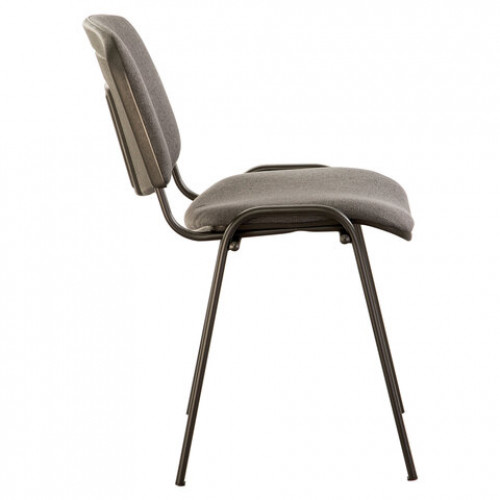 Стул для персонала и посетителей ISO, черный каркас, ткань серая