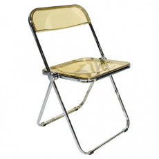Стул складной прозрачный янтарный BRABIX Glam CF-020, хромированный каркас, пластик, 533246
