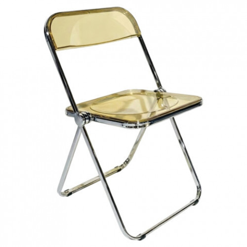 Стул складной прозрачный янтарный BRABIX Glam CF-020, хромированный каркас, пластик, 533246
